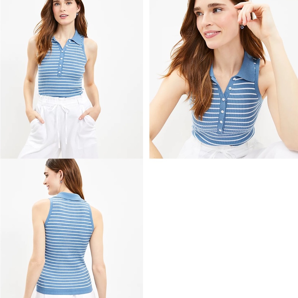 Loft Striped Polo Sweater Tank Top